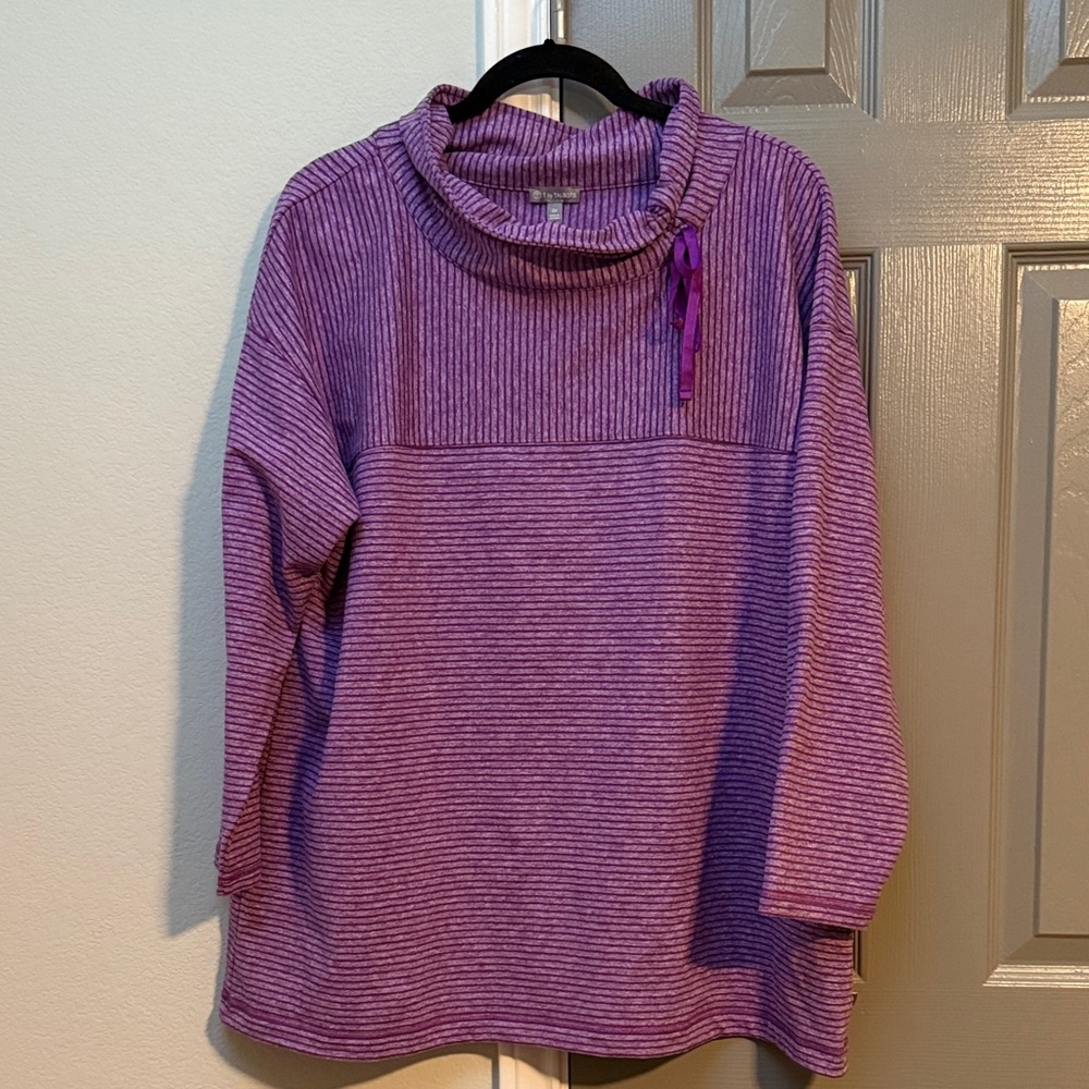 Talbots Lavender and Purple Cowl Neck Pullover
